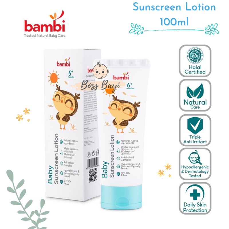 BAMBI - Sunscreen Lotion 100ml / Sunblock Bayi Anak 6M+