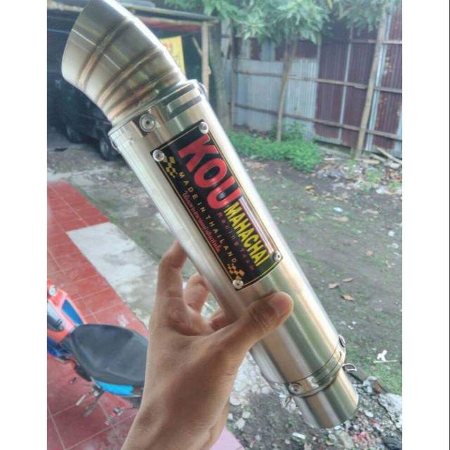 Knalpot kou mahachai corong jumbo. Panjang  30cm. Inlet  50mm
