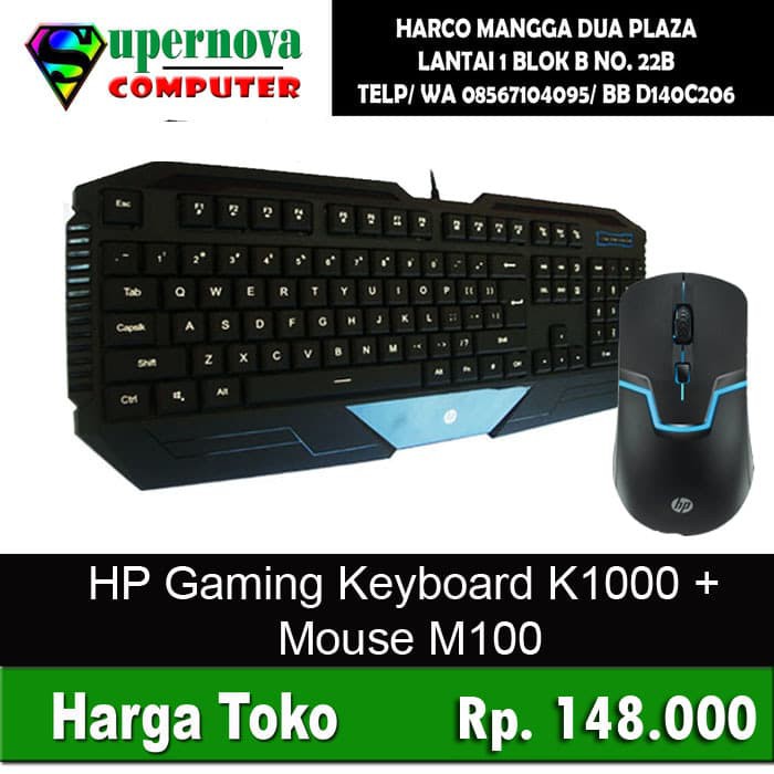 JUAL Keyboard Gaming HP K1000 + Mouse M100 Sepaket MURAH