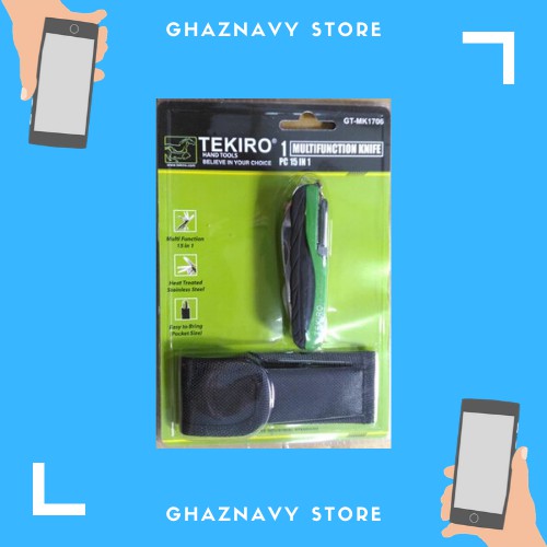 TEKIRO - PISAU LIPAT MULTIFUNGSI 15 IN 1 STAINLESS STEEL | Pisau Lipat Multifungsi | Out Door