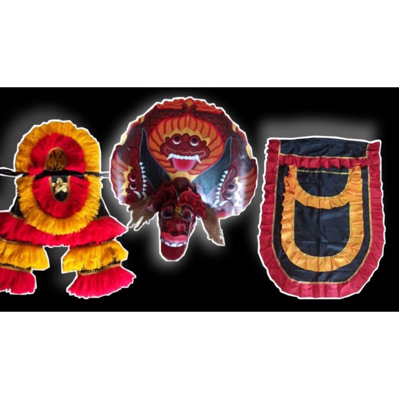 Barongan Mainan ukuran 14/15 Full Set (Kepala Barong + Kemul + Celana) Barongan+Kostum