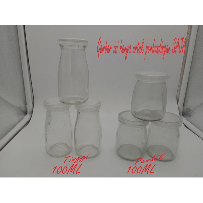 Botol Jar Toples Kaca (TINGGI) 100ML : Puding / Selai / Susu / Yoghurt