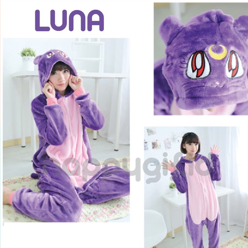 BAJU TIDUR PIYAMA UNGU KOSTUM ONESIE KIGURUMU PIYAMA DEWASA KARAKTER - LUNA