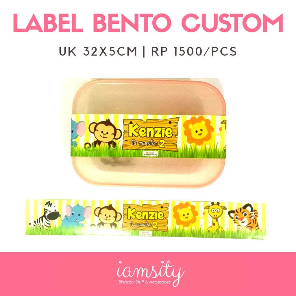 

Label bento custom ultah anak sticker label nasi kuning wrapper roller mika pengikat penggulung