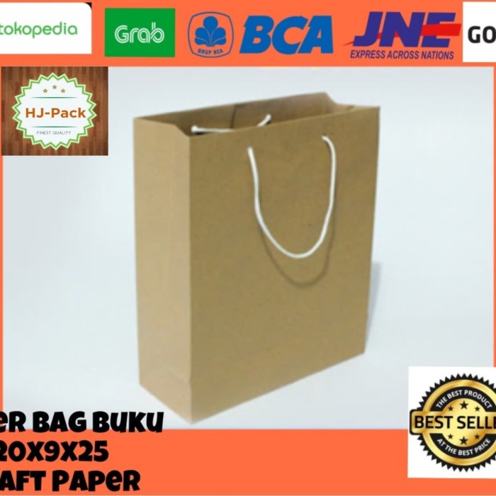 

Paperbag Paper Bag Tas Kertas Buku 20x9x25 Polos Kraft Goodie Bag
