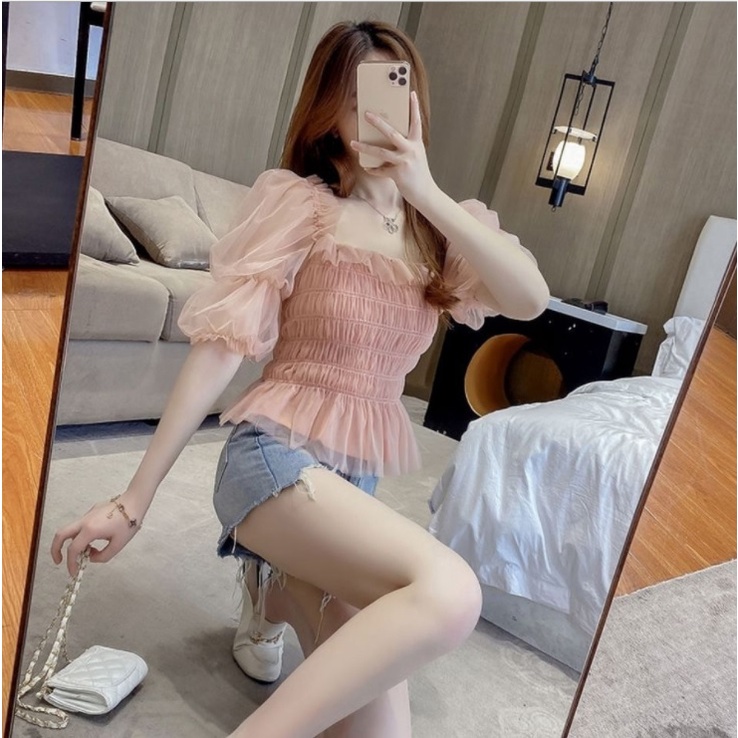 Baju Atasan Wanita Model Sabrina Kerut Chiffon Baju Wanita Sabrina Baju Gaya Korea Baju Korean Style Baju Pesta Baju Cewe