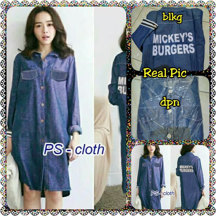 Hem Long Denim Jeans Mickeys Burgers