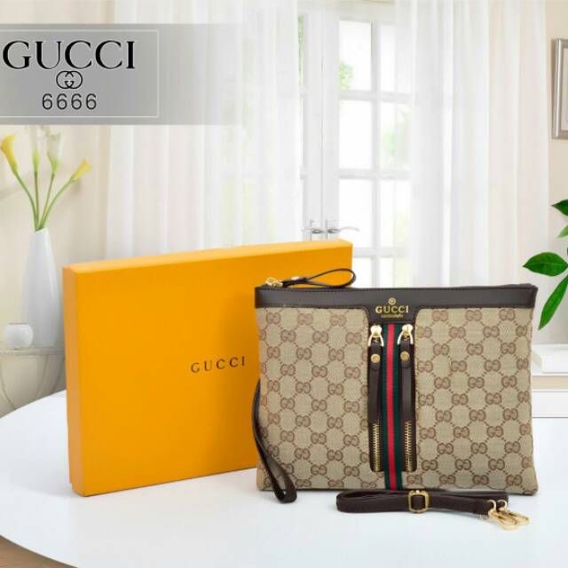 Tas Wanita Clutch Gucci 6666# Big size ( muat ipad & Free box )