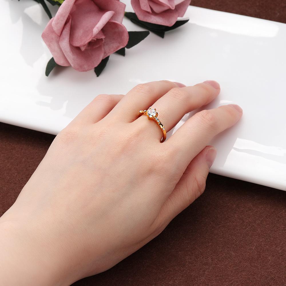 Preva 14K Band Cincin Hadiah Wanita Pernikahan Kristal Berlian Imitasi