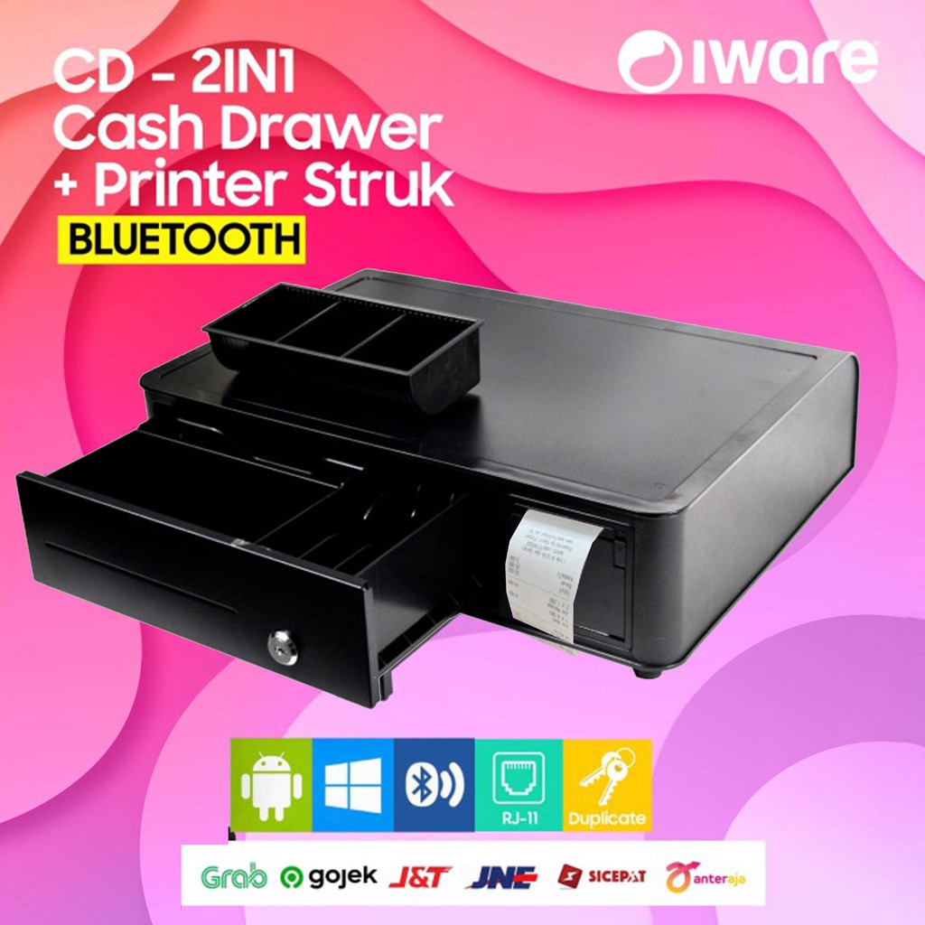 Cash Drawer Laci Uang Kasir CD 2IN1 dan Printer Bluetooth