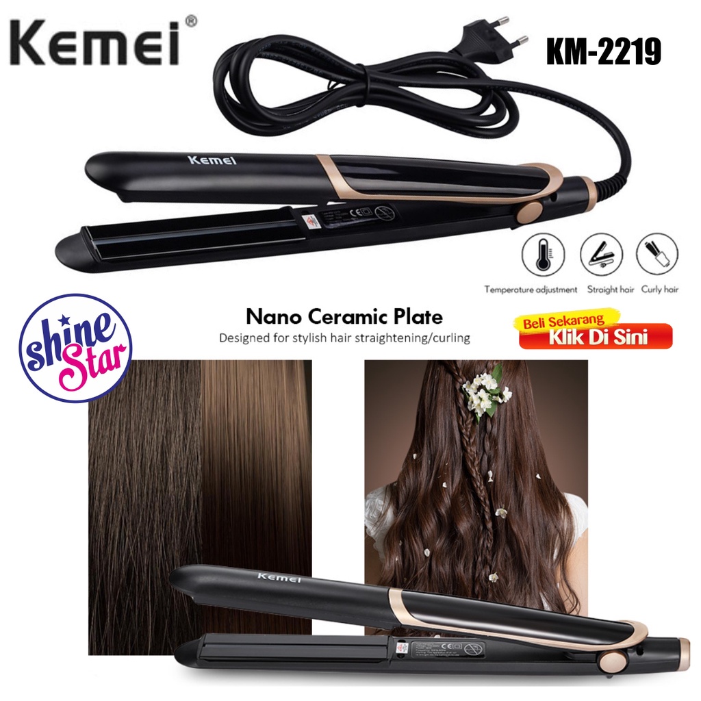 SHINE STAR - ( COD ) Kemei KM 2219 INFRARED  2IN1 Catokkan Mengeriting dan Meluruskan Rambut Otomatis Kontrol Suhu