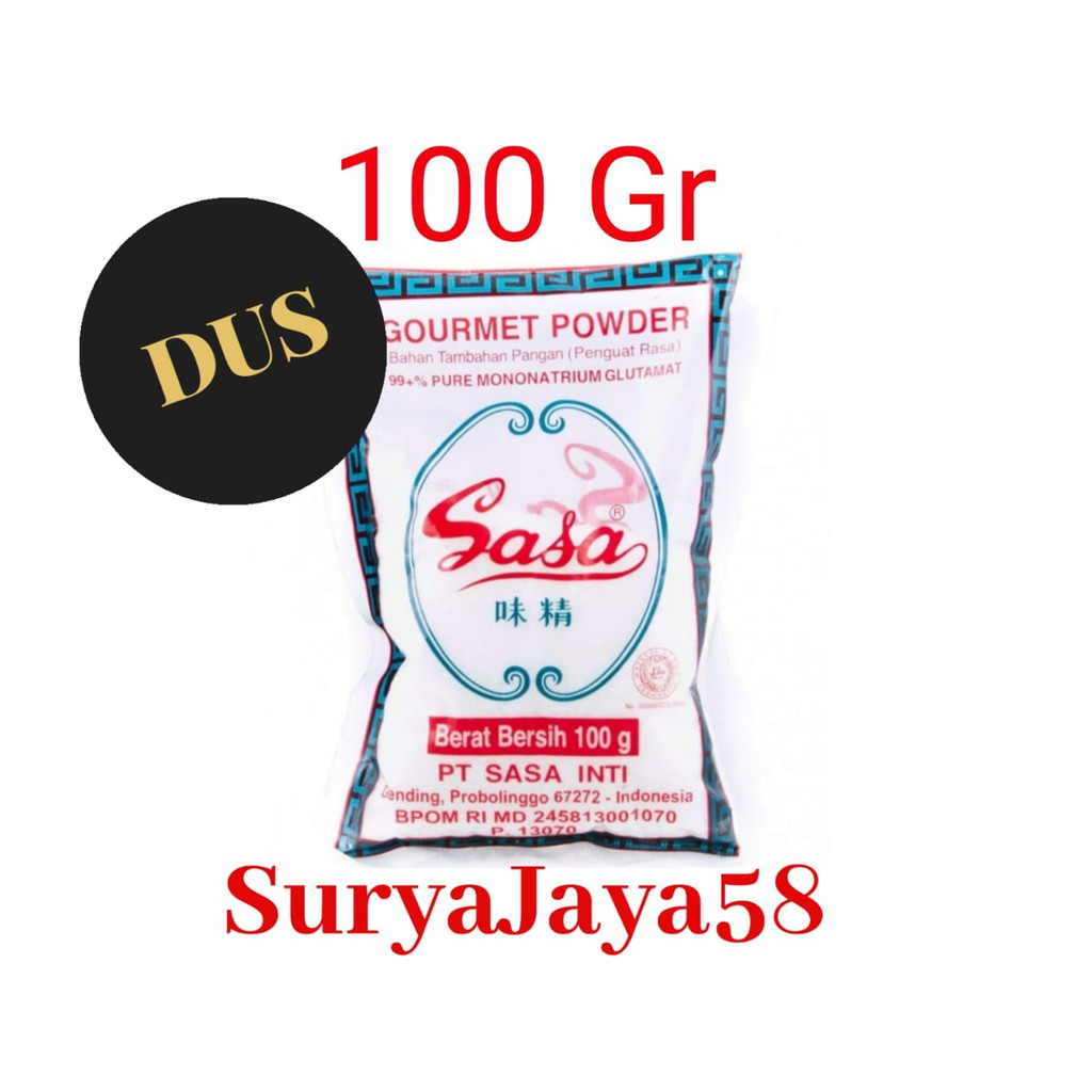 

Penyedap Rasa / Vetsin / Micin /MSG Sasa 100gr / Sasa 1 ons |Dus/Kartonan