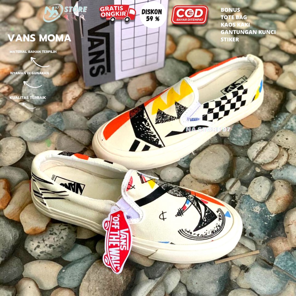 Sepatu Vans Slip-On X Moma / Vans Moma Terlaris Premium Hight Quality / Vans Moma Waffle DT / Vans Import Murah /Vans Moma Black