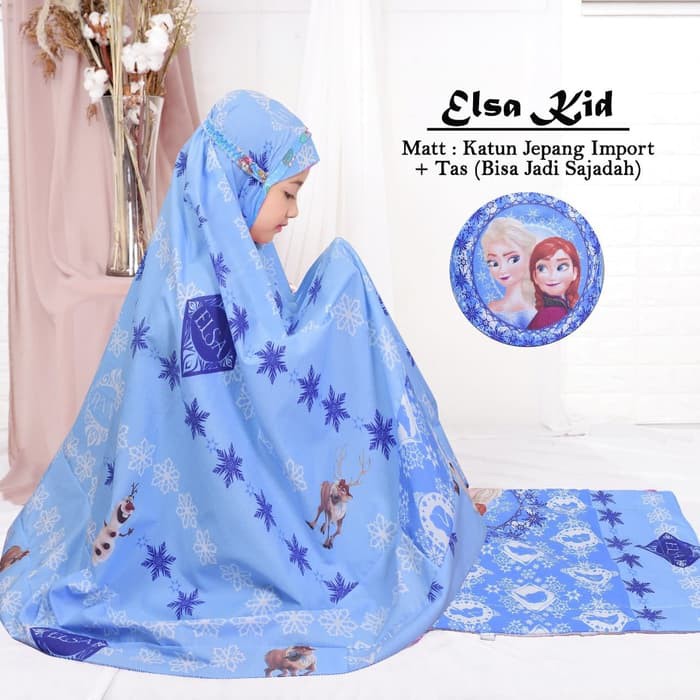 Grosir  Mukenaanak Mukena Anak Karakter Terbaru Telekun Vz74 JA771 Alg- Mukena Elsa Biru Bahan