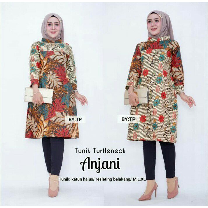 TUNIK DRESS BATIK WANITA JUMBO MOTIF KOMBINASI COKLAT MODEL TERBARU & TERLARIS BATIK PREMIUM WANITA