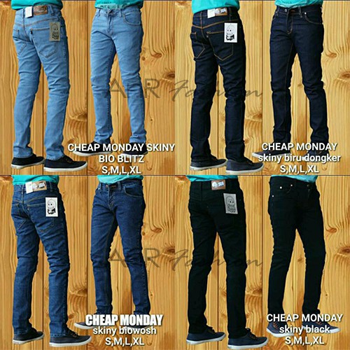 Celana Panjang Jeans Pensil Slimfit Skinny Pria/Cowok - BioBlitz/BioWash/BiruDongker/Hitam