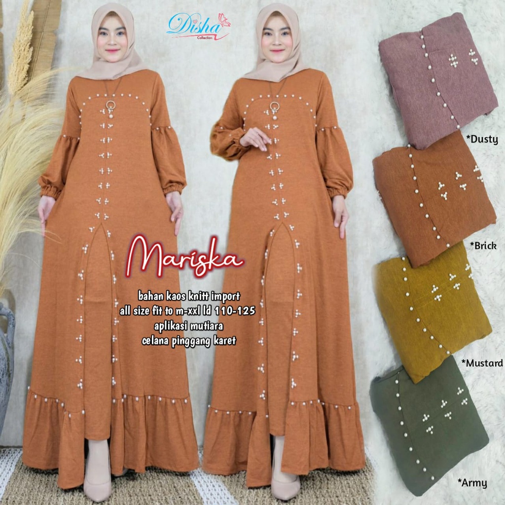[BISA COD] MARISKA SET BY DISHA / SETELAN GAMIS BERBAHAN KAOS KNITT DENGAN APLIKASI MUTIARA / GAMIS 
