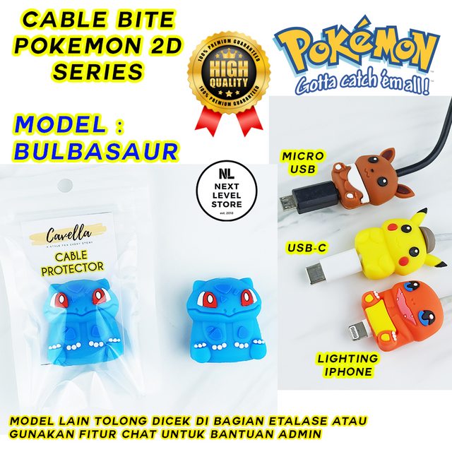 Bulbasaur Pokemon 2D Series Cable Bite Pelindung Kabel Protection