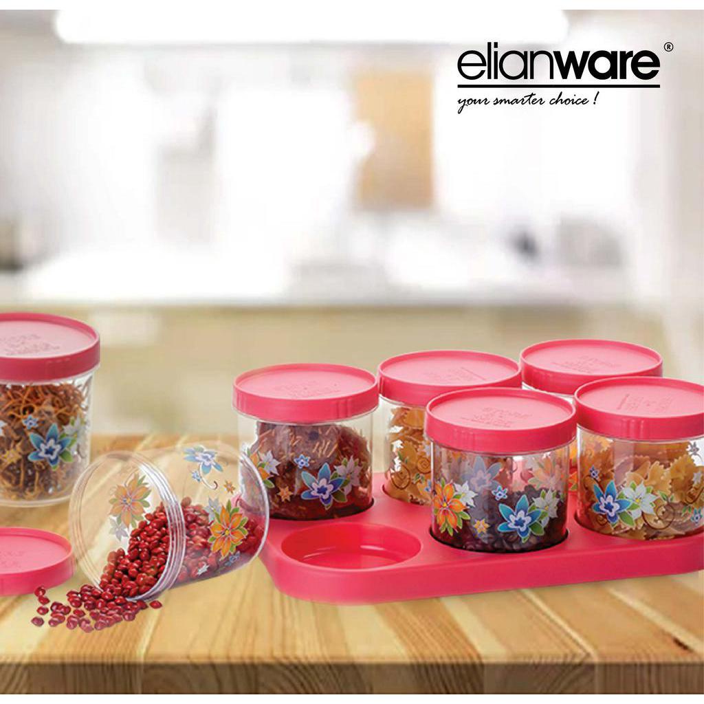 Elianware Toples Natal / Imlek / Lebaran Idul Fitri Nampan Set Canister, Kedap Udara, Organiser (6Pc