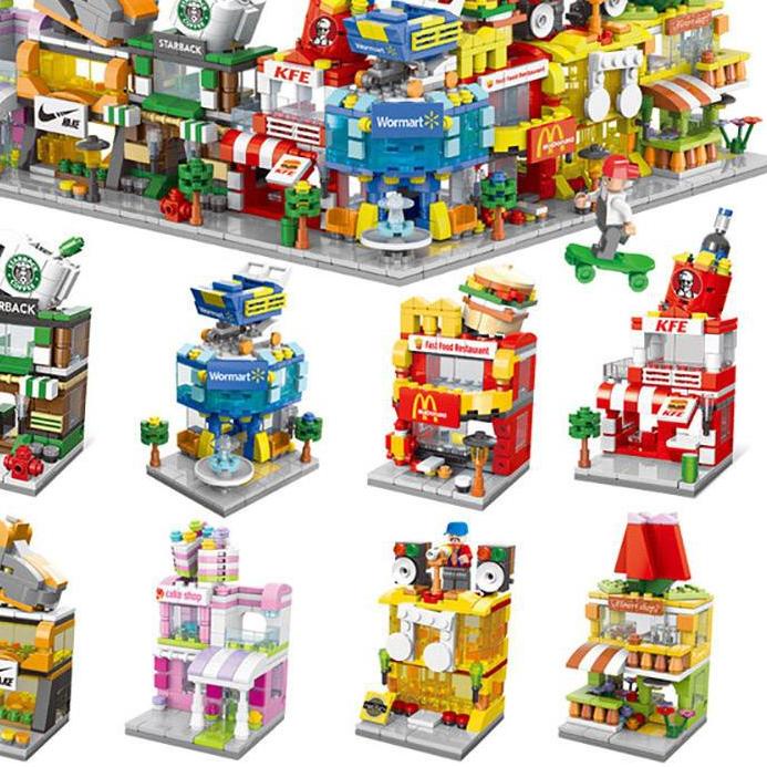 Kekinian LEGO City Mainan Blok Seri Toko Burger Model Mainan Edukasi Tampilan Jalan Mini Koleksi Mai