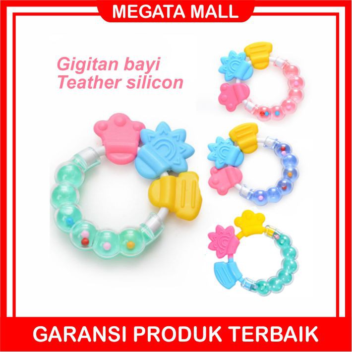 ♫ Megata ♫ A121 Mainan teether bayi Dengan Rrattle Gigitan Silikon Anak Import