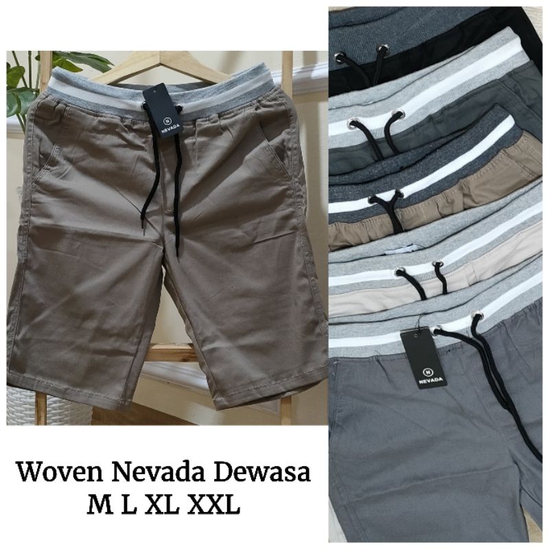 Woven Nevada Original Celana Pendek Pria Dewasa Pinggang karet Celana Chinos Pendek Polos Chino Pendek Premium