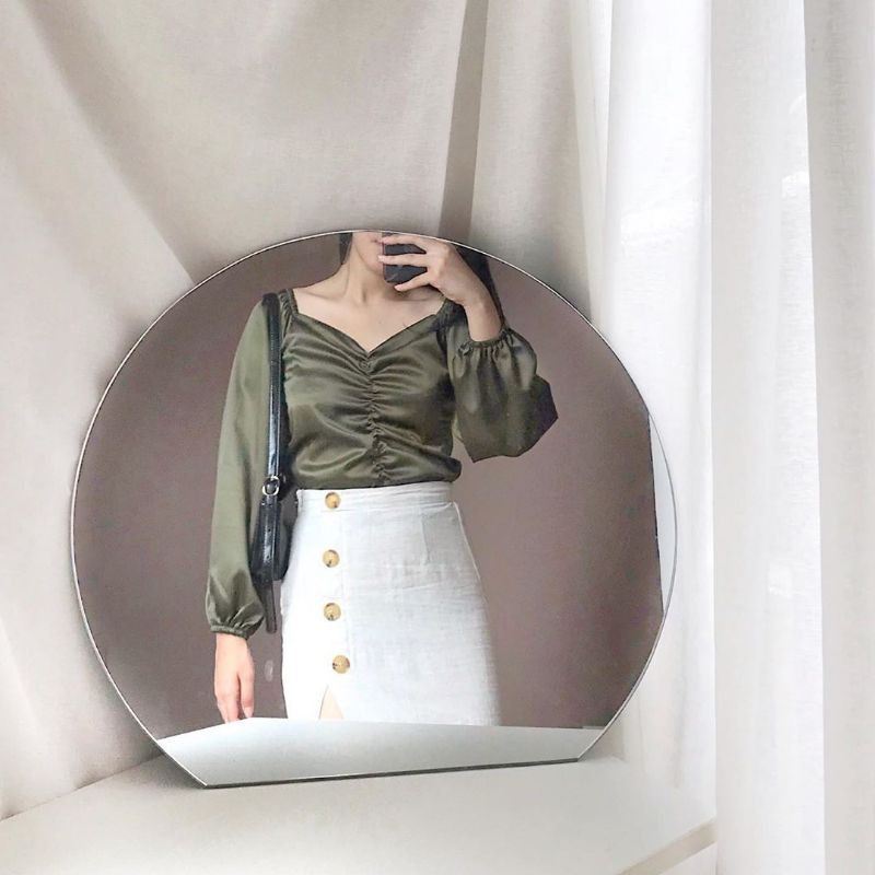 Blouse Wanita Alexandra Blouse Plus Size Atasan Wanita Sabrina Crop Top Big Size-1