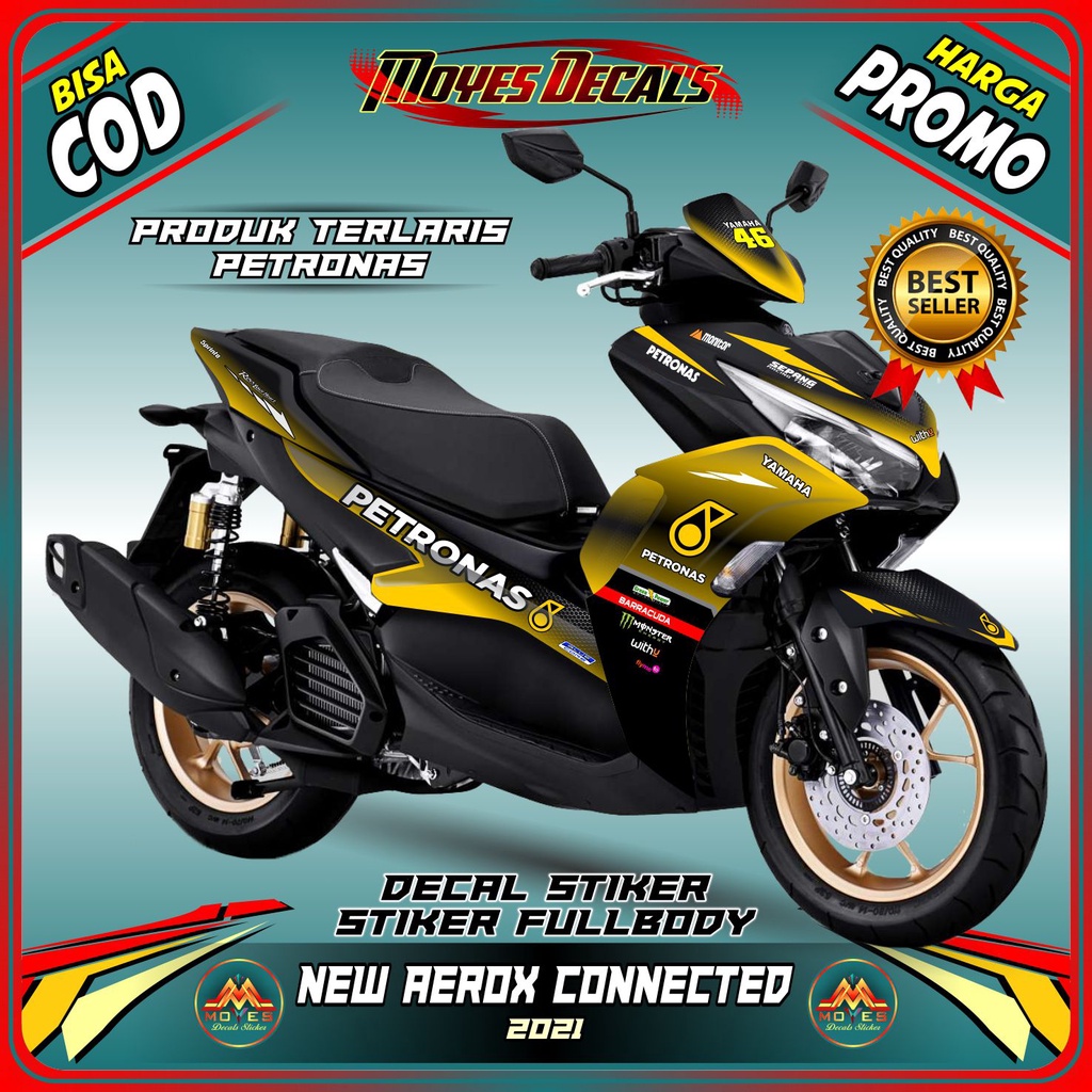 Bisa COD Decal Variasi New aerox 155 petronas kuning full body . Stiker new aerox 155 2021