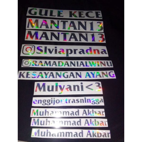 [COD] KWALITAS PREMIUM STIKER CUTTING HOLOGRAM TEXT CUSTOM ( bisa request font)