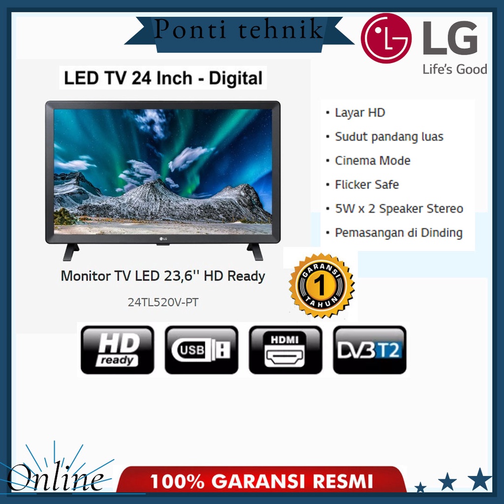 TV LED LG DIGITAL 24 Inch 24TL520V-PT MONITOR DAN TV