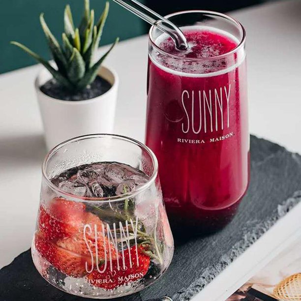 Gelas Cangkir Kaca Bening Mug Kopi Teh Unik Estetik Cafe Sunny