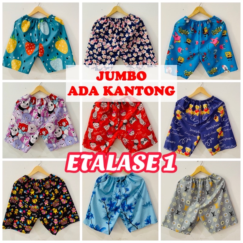 [J 1] Celana pendek Jumbo fit to 70 kg / celana Kolor dewasa remaja / Celana pendek santai wanita pria