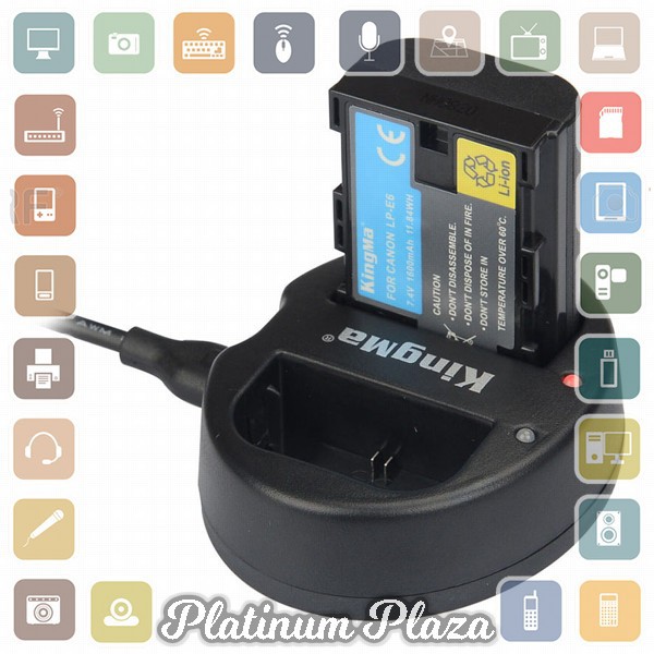 Kingma Charger Baterai 2 Slot Canon 5D2 5D3 70D 60D 6D 7D 7D2 - LP-E6 - Black`60YYLK-