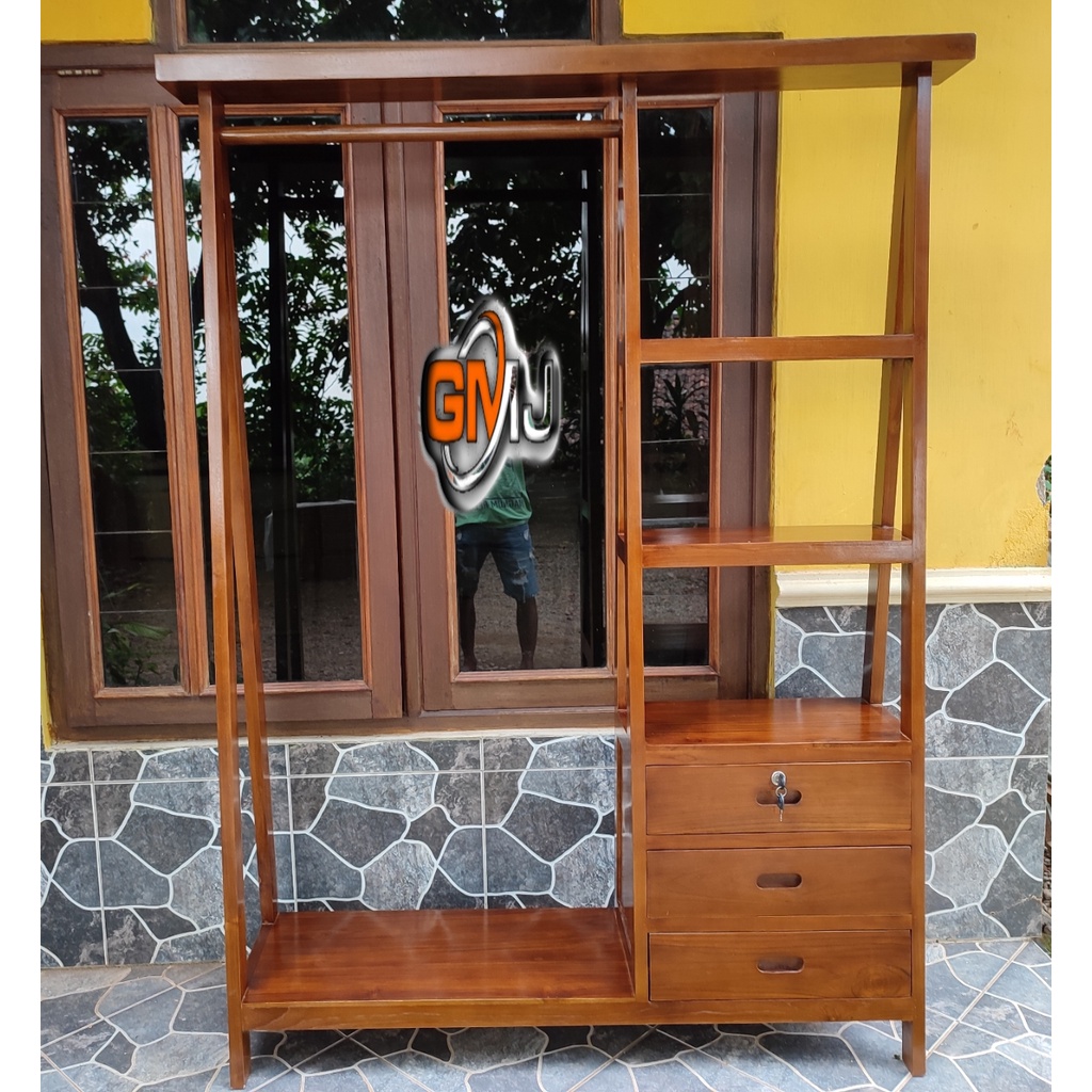 lemari pakaian jati model gantung masa kini dan laci almari gantung