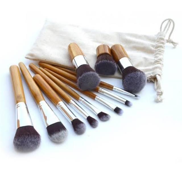 [ DE VINCA ] Brush Set Bambu Bamboo 11 Kuas Makeup Make Up Sepaket