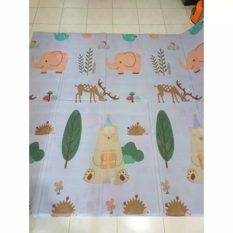 PLAYMAT SHIMANO MATRAS LIPAT ANAK BAYI JUMBO SIZE 200x180CM KARPET LIPAT MATRAS BAYI PLAYMATE KARPET Sugarbaby Foldable Baby Playmat (Nature Series) / Playmat Lipat Anak / Karpet Lipat Bayi / Matras Bayi PLAYMAT KARPET LIPAT MATRAS BAYI PLAYMATE KARPET-Bear elephant