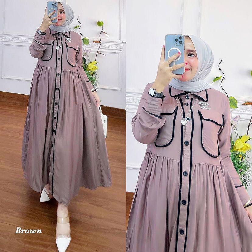 MIDI BUSUI FRENDLY DRESS MUSLIM POLOS ZAFIRA DRES  BAHAN RAYON TWILL  KOREA DRESS JUMBO MIDDI DRES TERBARU MIDDI DRESS MIDDI POLOS