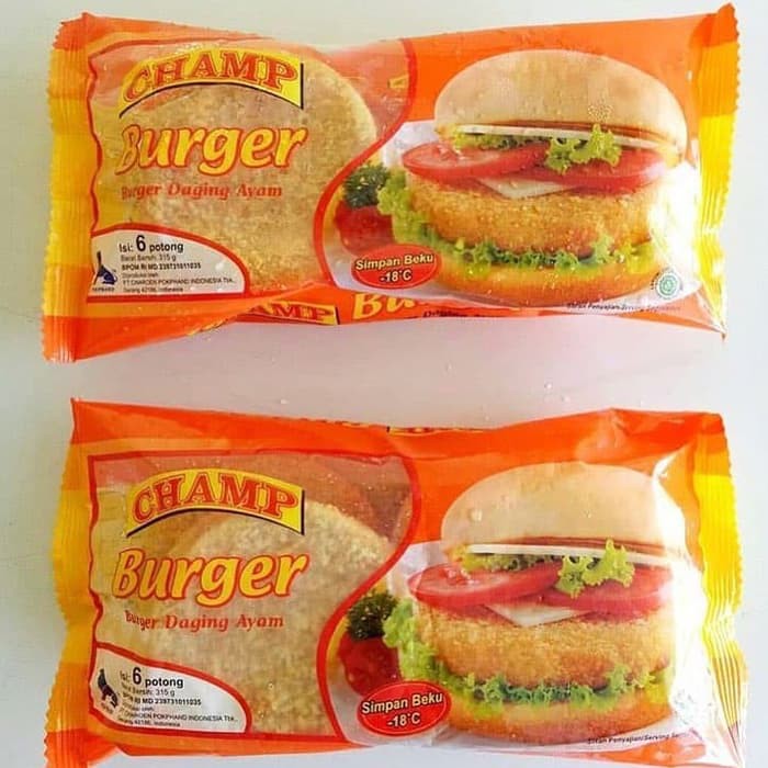 Champ Burger / Burger Daging Ayam 315 Gram Isi 6 Pcs