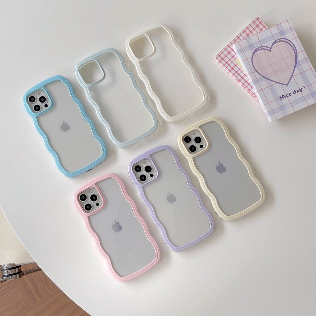 [TPC] (1/2) Soft Case IPHONE Wave Candy Case Silicone Case Acrylic Protection Camera Shookproof Transparant FULL COVER IPHONE 7 8 PLUS X XS MAX XR 11 12 13 14 PRO MAX HP IP032