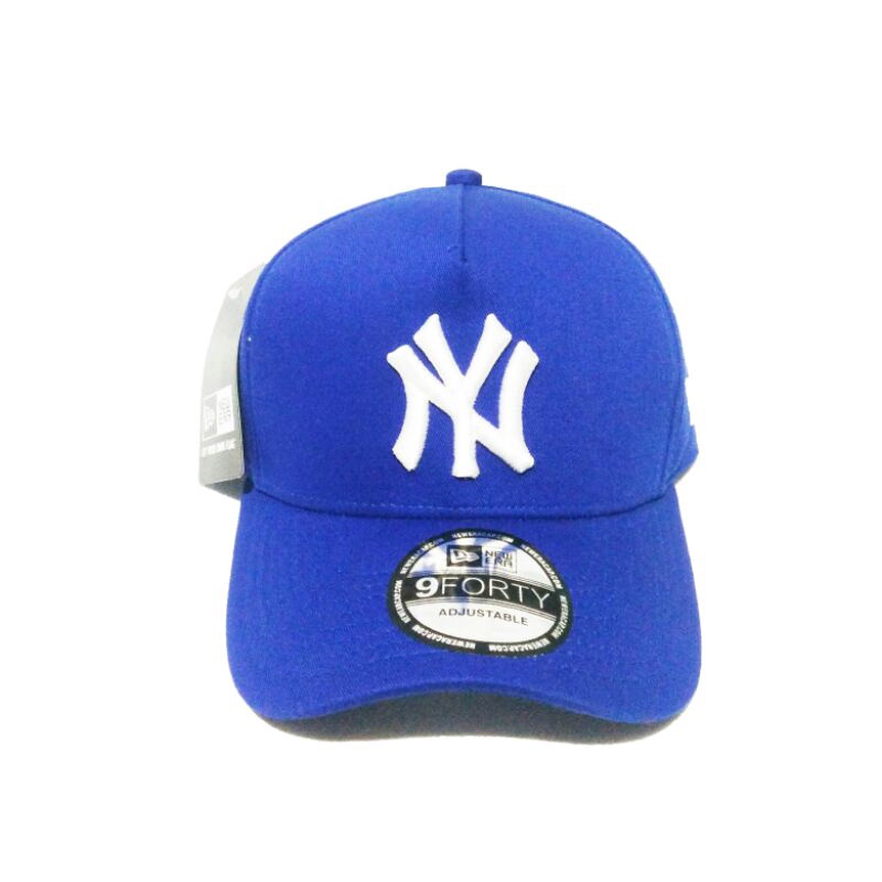 NY Putih / Bahan Biru / Topi Premium / 9Forty A Frame