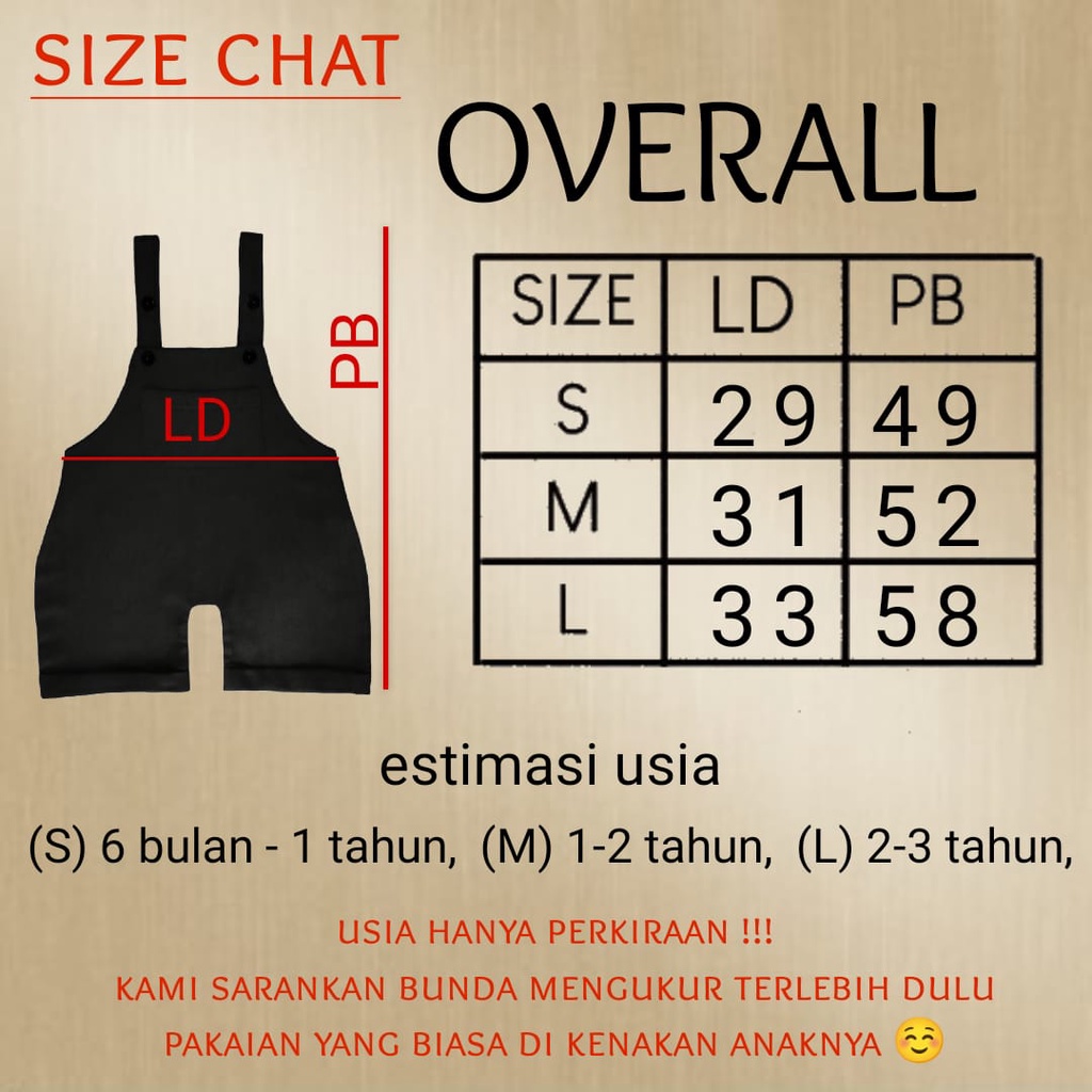 OVERALL - Overall Anak Jumper Bayi Baby Kids Cewek Cowo Perempuan Laki Katun Lucu Murah