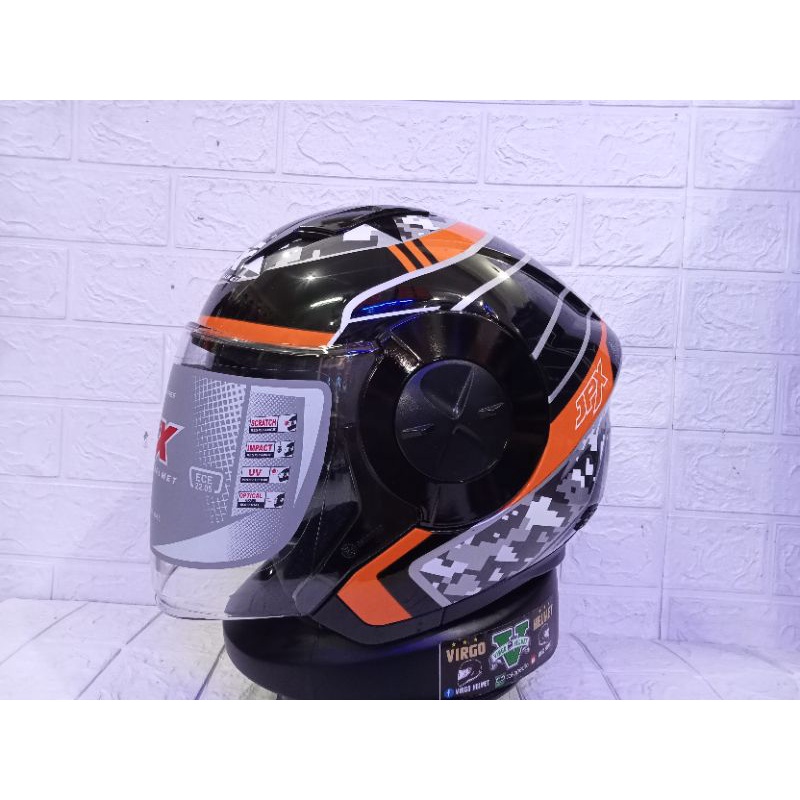 HELM JPX X735 SUPER BLACK DOUBLE VISOR TERMURAH