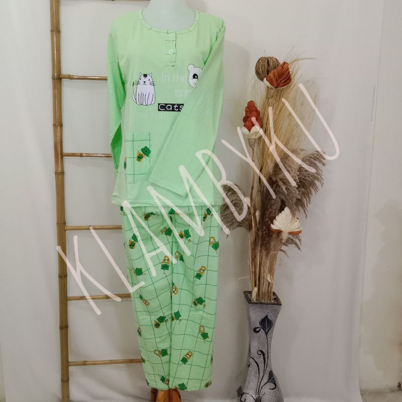 BAJU TIDUR WANITA DEWASA LENGAN PANJANG CELANA PANJANG BAHAN KAOS TEBAL PREMIUM BY SIELIE PREMIUM