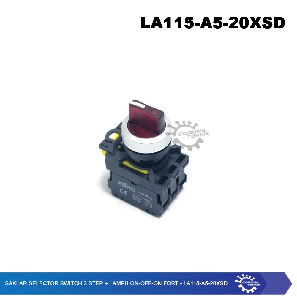 LA115-A5-20XSD - Saklar Selector Switch 3 Step + Lampu On-Off-On FORT