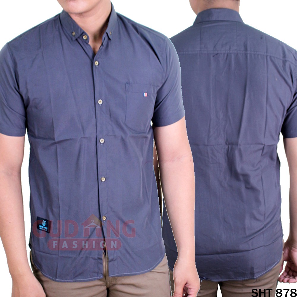 Kemeja Casual Pria Oxford Lengan Pendek - SHT 878