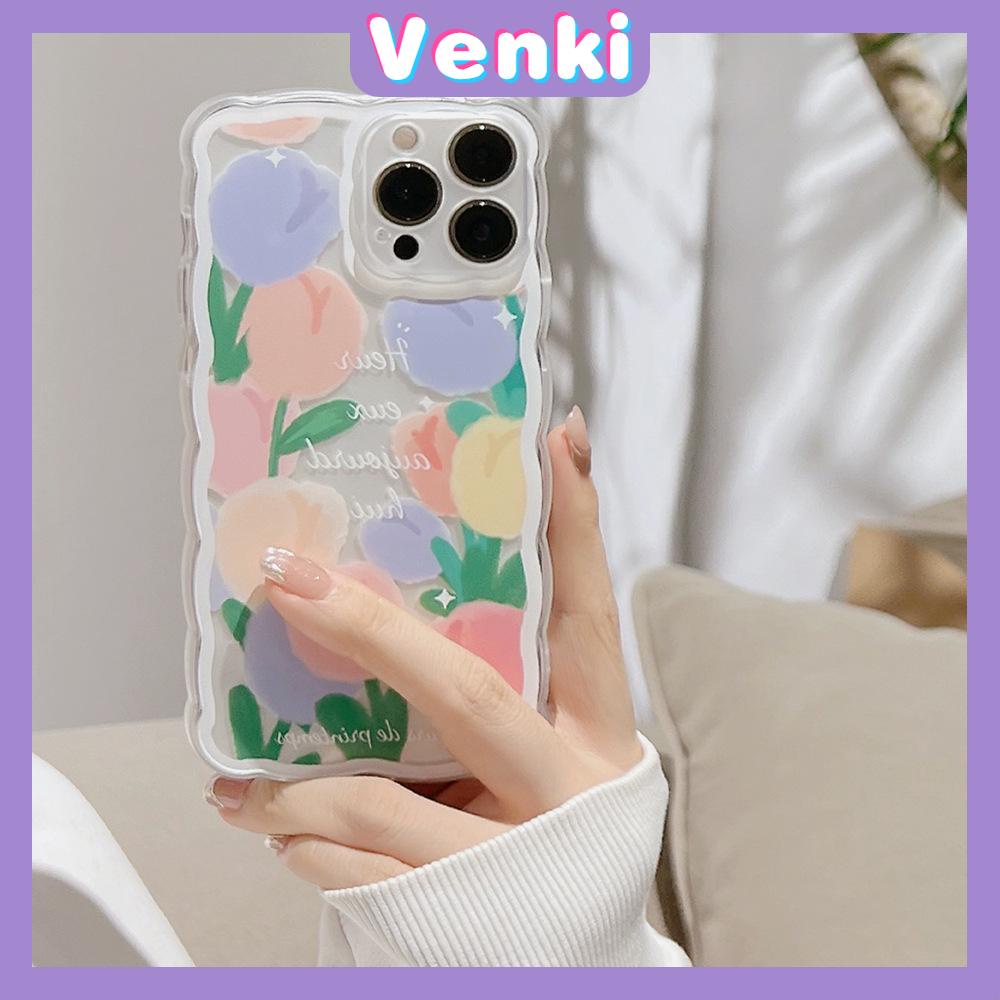 iPhone Case Silicone Soft Case Clear Case Wave Non-Slip Shockproof Camera Full Coverage Protection Tulip Flower For iPhone 13 Pro Max iPhone 12 Pro Max iPhone 11 iPhone 7 Plus