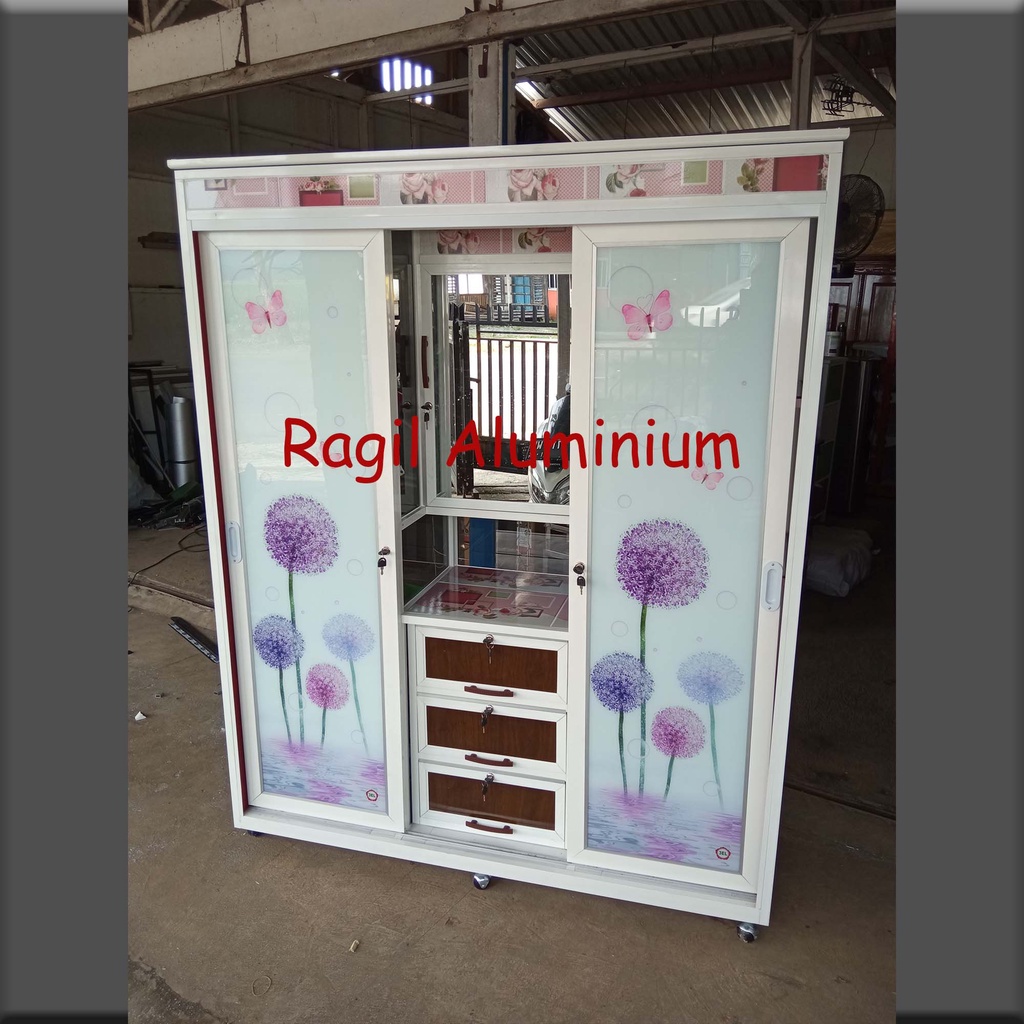 jual lemari pakaian aluminium + meja rias / pintu sliding / lemari