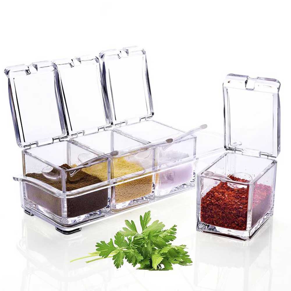 FM - Tempat Bumbu Dapur Seasoning Box 4 in 1 - Transparan