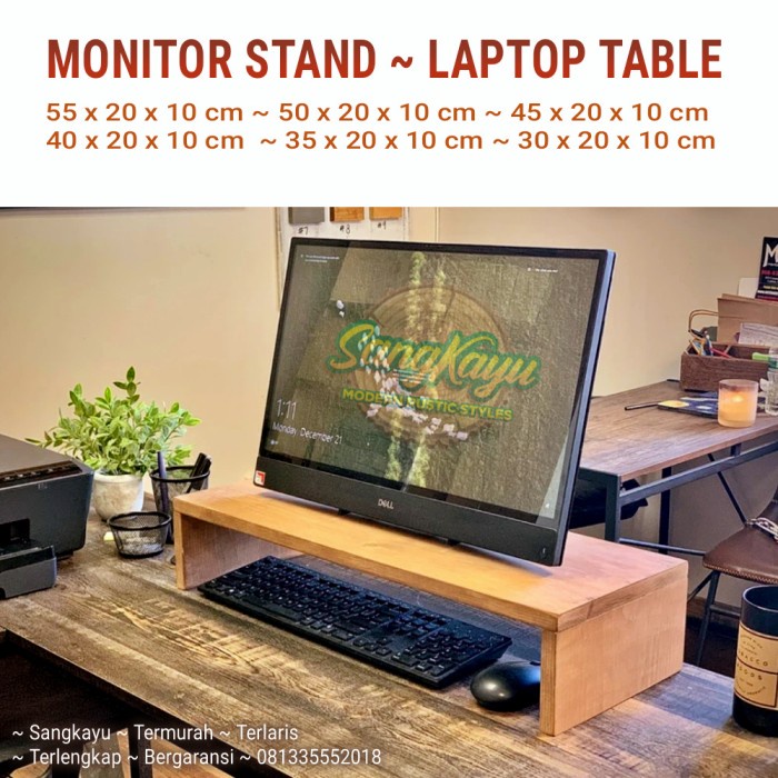 Meja kayu serbaguna meja monitor stand laptop table meja tanaman hias