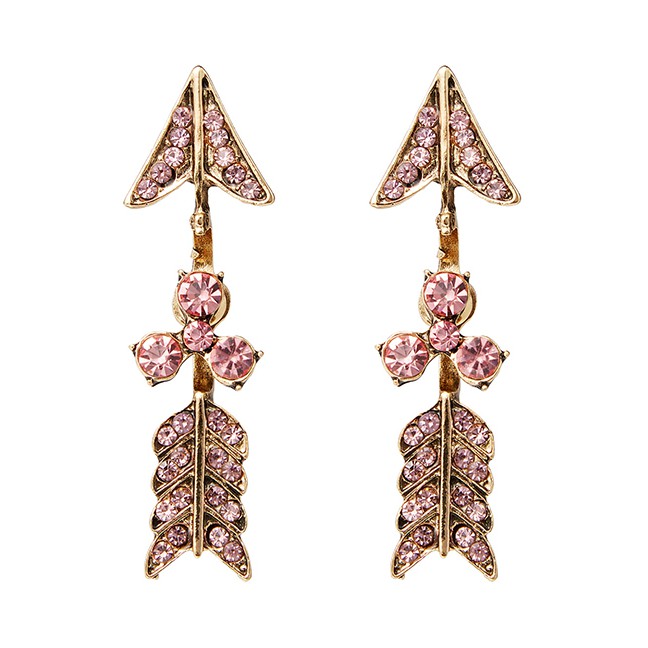 LRC Anting Tusuk Fashion White S925 Silver Needle Acrylic Diamond Cupid Arrow Stud Earrings F68258